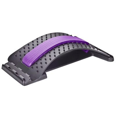 lumbar back massager in black and purple design, ideal for fitness and health care applications.
